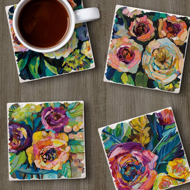 Counterart Absorbent Stone Coaster, Pop, Set of 4 - 4.00x4.29