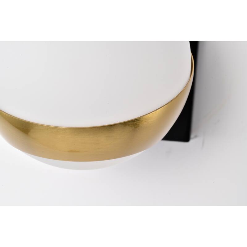 Duo 14 Inch Gold Finish Orb Opaque Glass Wall Sconces 2 Light