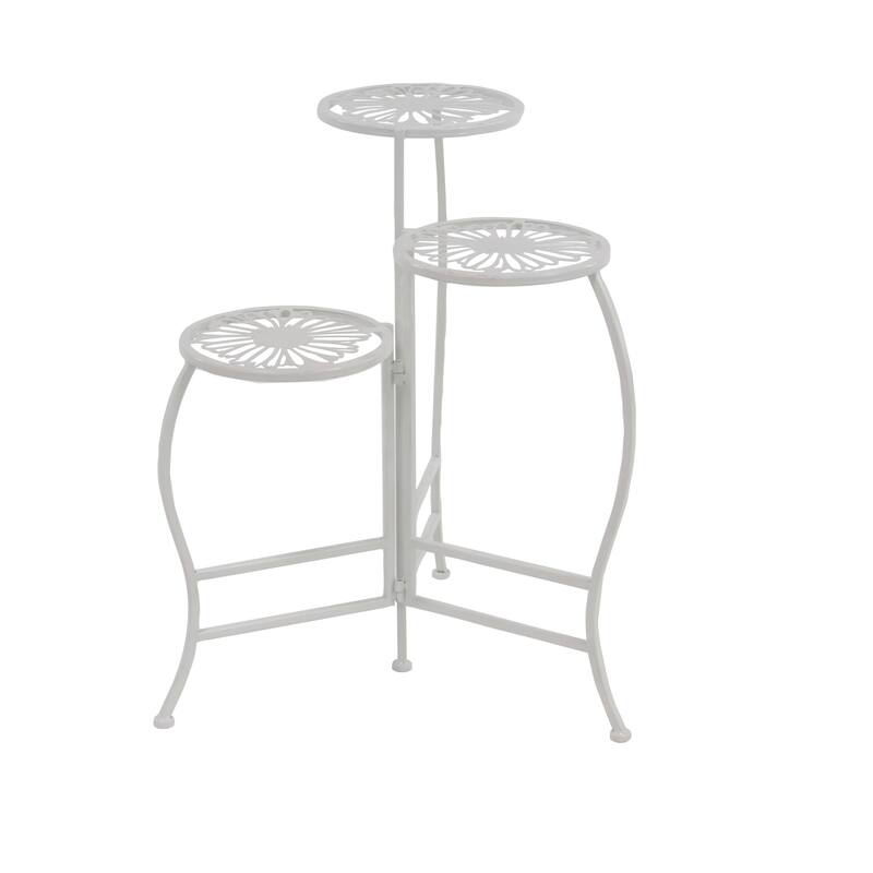 White or Black Metal Indoor Outdoor 3 Tier Floral Plantstand