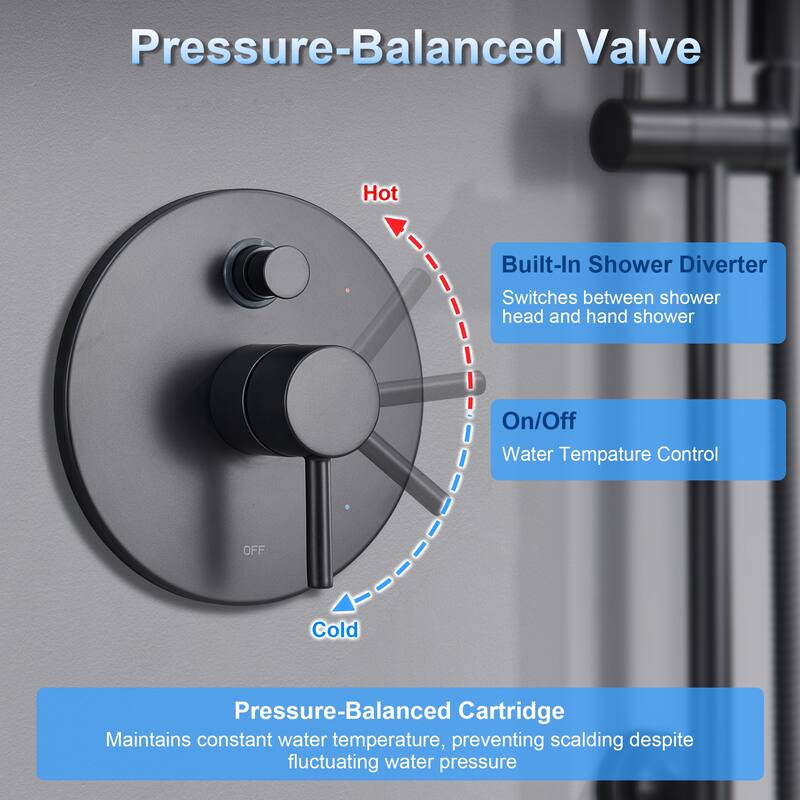 Luxier SS-D02 24 in. Wall Bar Shower Faucet Kit with Valve