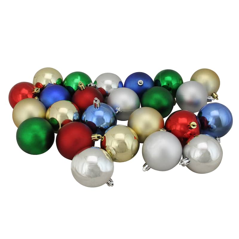 24ct Silver and Green Shatterproof 2-Finish Christmas Ornaments 2.5"