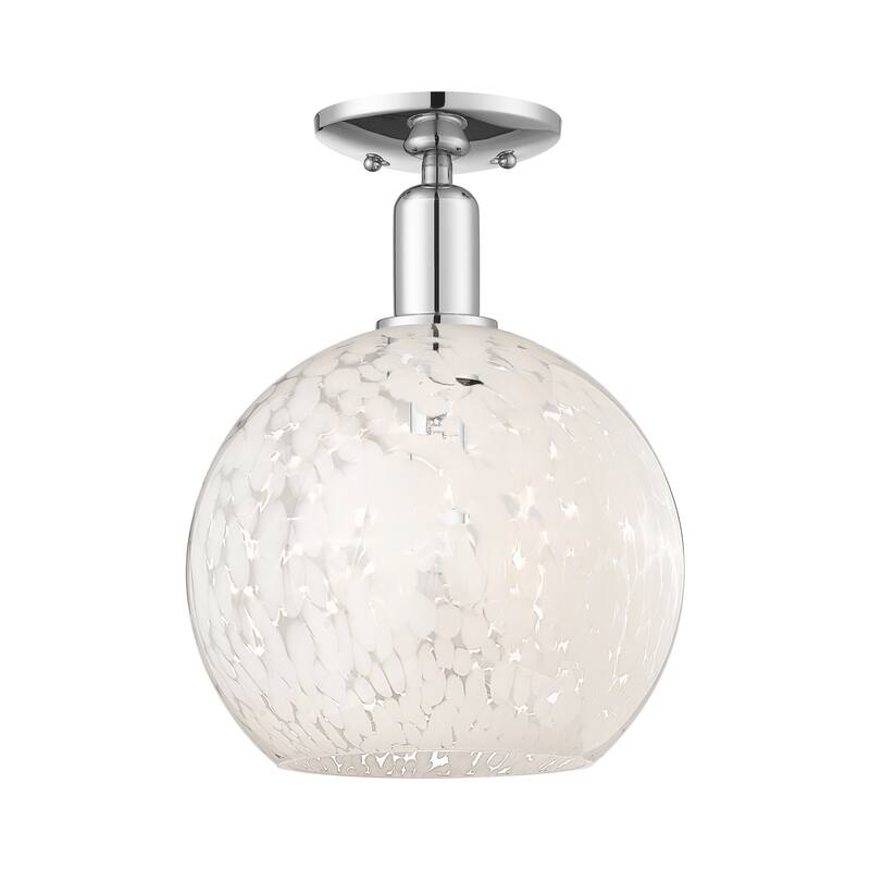 Innovations Lighting Endless Possibilities Arcadia - White Mouchette - 1 Light 10" Semi-Flush Mount - White Mouchette/Polished Chrome