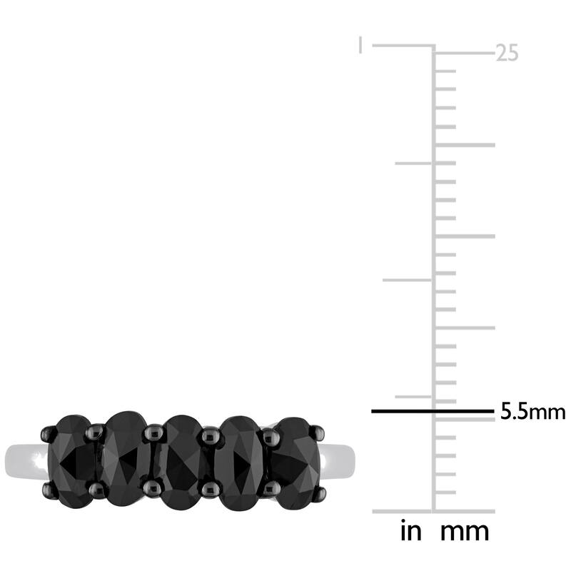 Miadora 1 1/4ct TDW Oval-Cut Black Diamond 5-Stone Semi-Eternity Band Ring in 10k White Gold