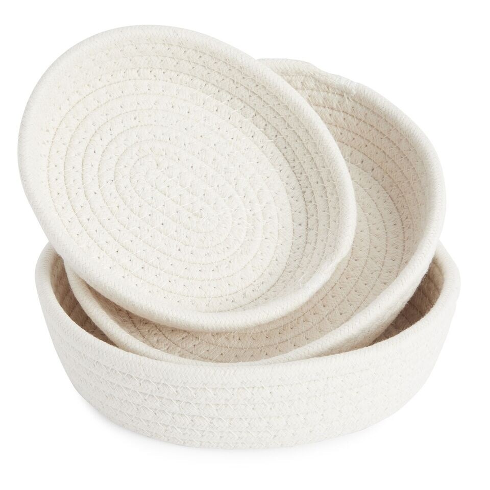 3 Pcs Small Round Cotton Rope Woven Storage Baskets On Sale Bed Bath Beyond 40134879