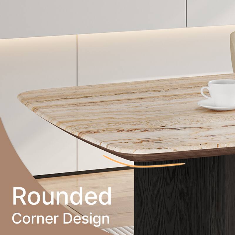 Modern 63" Retangular Wrining Desk, Faux Marble Table Top Desk With Double Legs