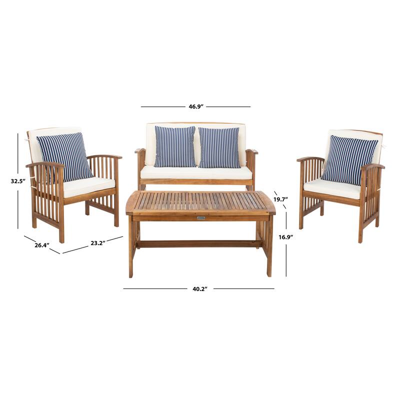 SAFAVIEH Outdoor Rocklin 4-piece Conversation Patio Set