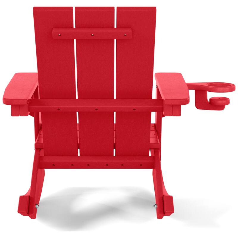 Shoreside Kids Outdoor Poly Adirondack Rocking Chair with Cup Holder (Set of 2)