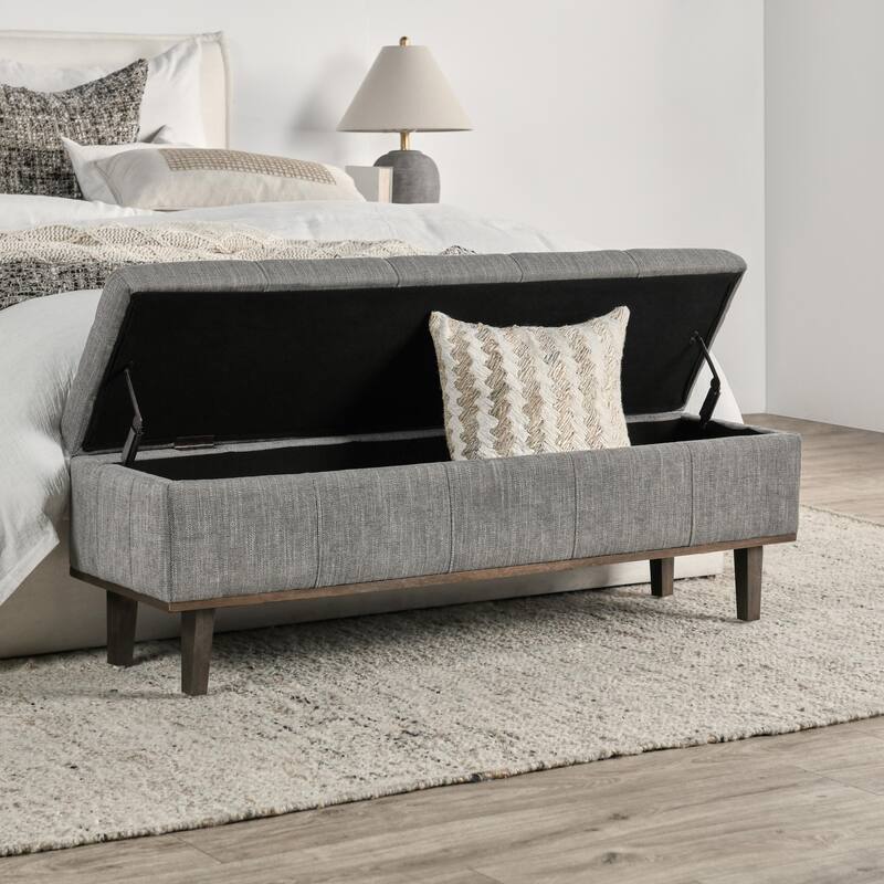 Louise Tufted Storage Bench, Gray 54" By Kosas Home