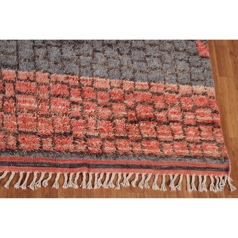 Geometric Coral Moroccan Large Oriental Area Rug Handmade Wool Carpet - 11'4" x 18'6"