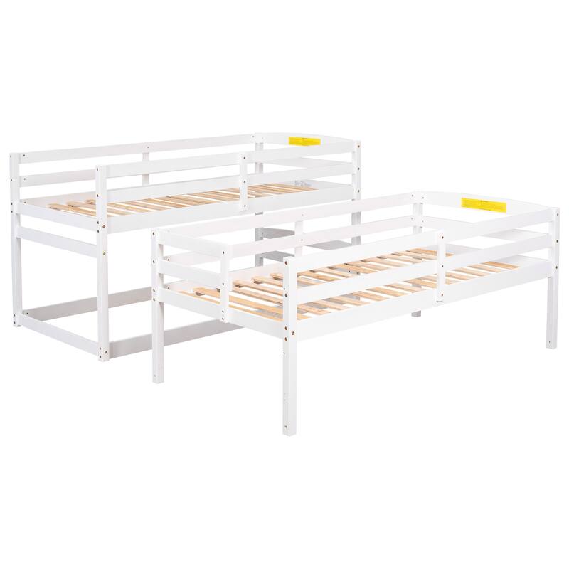 Triple Bunk Bed Twin Size Floor Bed with Storage Staircase