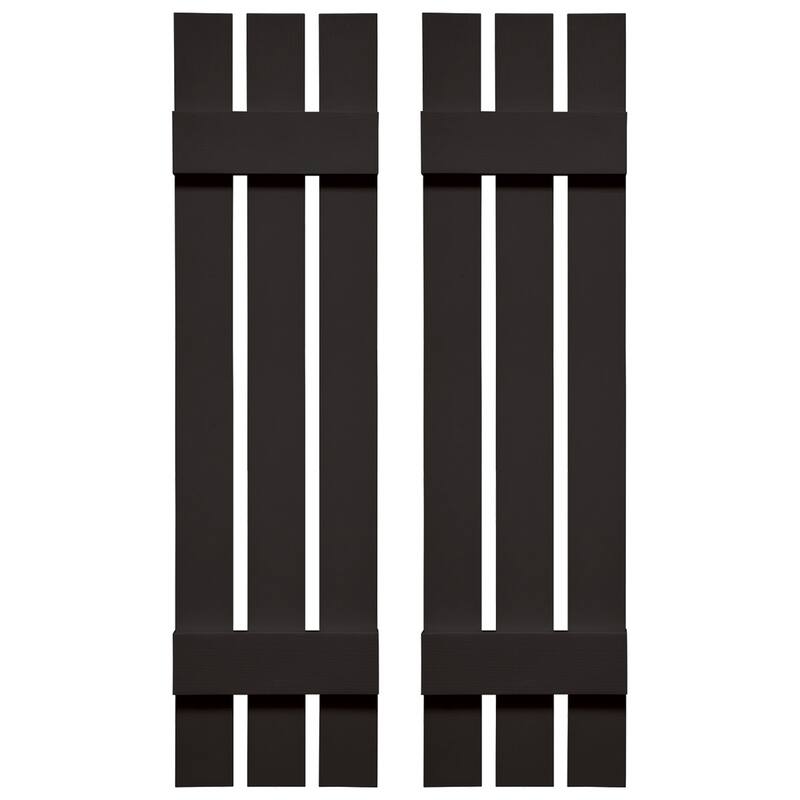 Builders Edge, Standard Three Board Spaced, Board-n-Batten Shutters, Includes Matching Installation Spikes (Per Pair) - 12"W x 35"H - 002 - Black