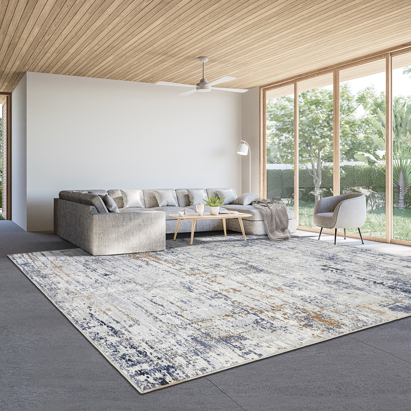 GlowSol Modern Imitation Cashmere Machine Washable Area Rug - Bed