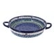 preview thumbnail 13 of 13, Blue Rose Polish Pottery 152 Vena Small Round Baker with Handles Garden Tulip