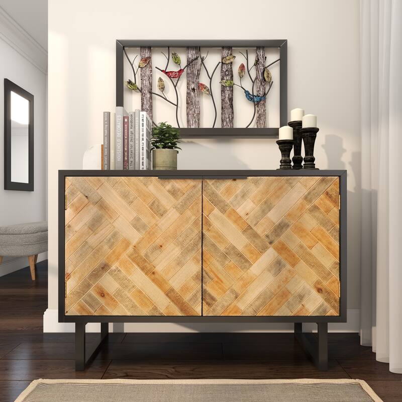 Black Metal Bird Wall Decor with Tree Branches and Colorful Leaves