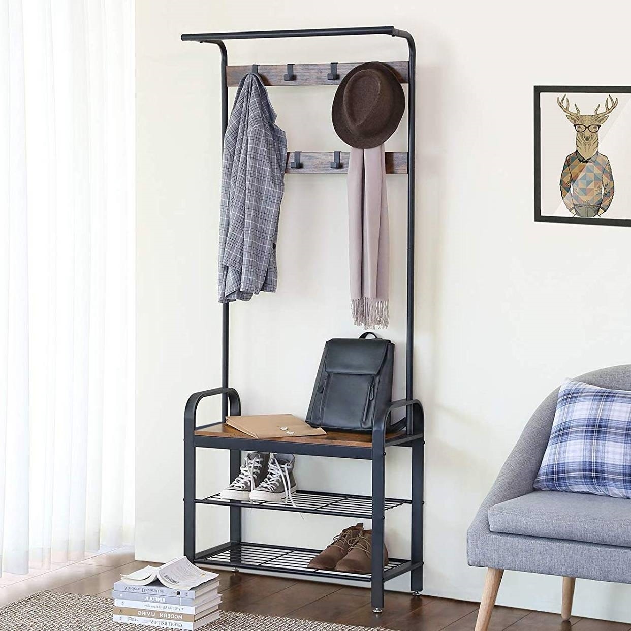 Xica Industrial Entryway Bench With Coat Rack Hall Tree Coat Hanger Shoe Storage Bench Small Narrow Entryway Furniture With Shelf Black Shoe Rack Corner Cubbies Storage Shelves Entryway Furniture Furniture Shoe storage bench it is a nice shoe storage bench for your hall. sertecom sa