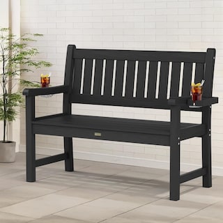 WINSOON  All-Weather HIPS Outdoor Garden Bench, 56" Adirondack Outdoor Patio Bench