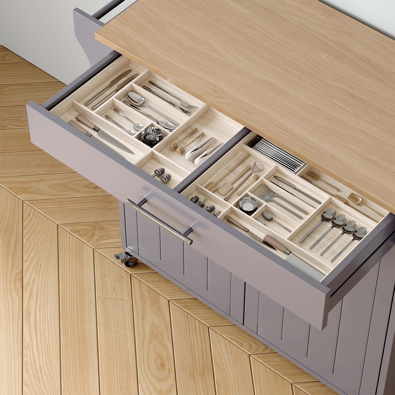 Rolling Kitchen Island with Storage Cabinet