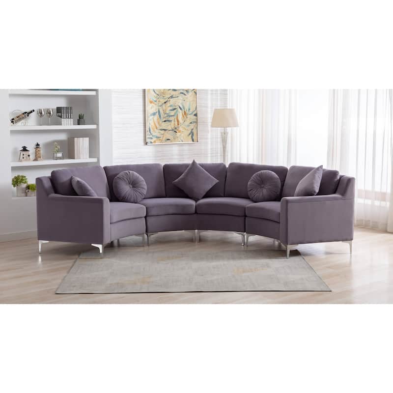 136'' Velvet Semicircle couch Modular Curve Sectional Sofa