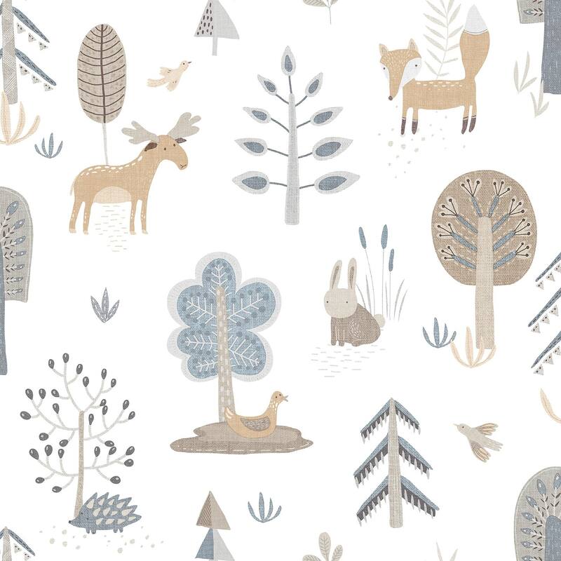 Galerie Wallcoverings Little Explorers 2 Country Animals Non-woven Matte Wallpaper Roll - 33 feet x 21 inches - Blue