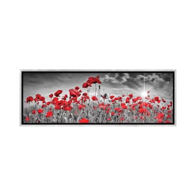 iCanvas "Idyllic Field Of Poppies With Sun Panorama" by Melanie Viola Framed