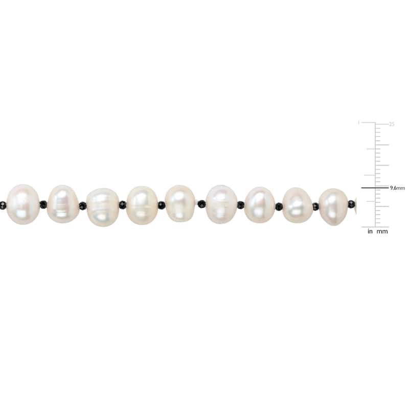 Miadora 7-8mm Cultured Freshwater Pearl and Black Spinel Stackable Endless Necklace - 32 in