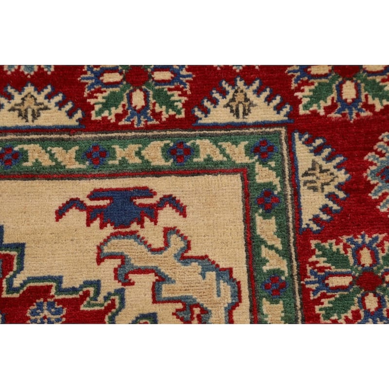Kazak Yellow Oriental Accent Rug Hand-Knotted Wool Carpet - 4'1" x 5'7"