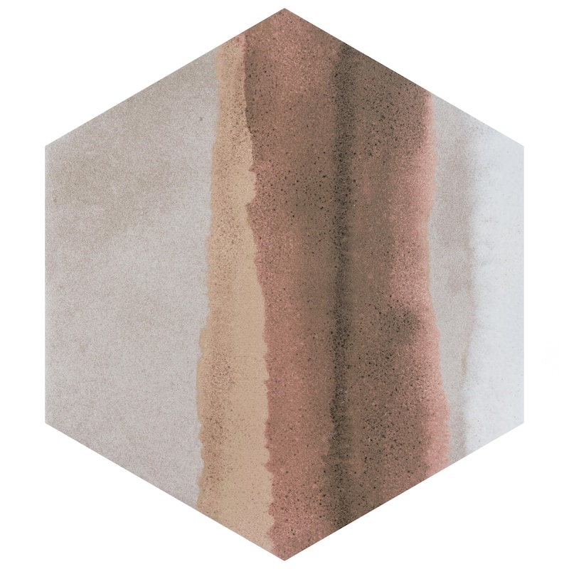 Merola Tile Matter Hex Canvas Taupe Red 7-7/8" x 9" Porcelain Floor and Wall Tile - Case (10 Tiles)