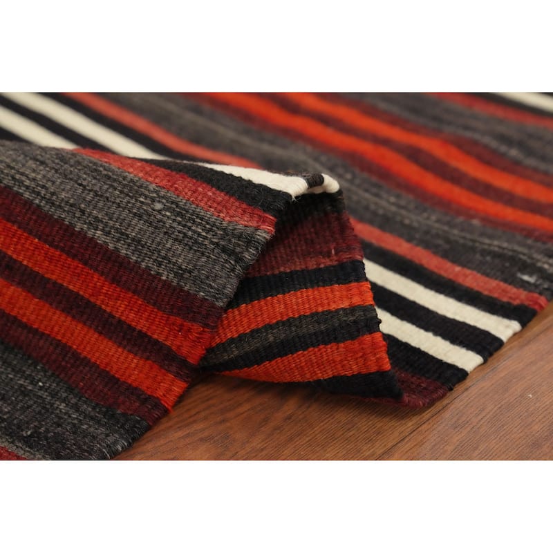 Hand Woven Oriental 100% Wool Carpet Southwestern Geometric Multi-Colored Kilim Area Rug - 8' 1'' X 4' 11''