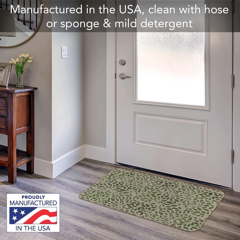 Verde Garden Decorative Indoor/Outdoor Natural Linen Look Floor Mat with Recycled Rubber Back Made in The USA 29.5” x 17.75”