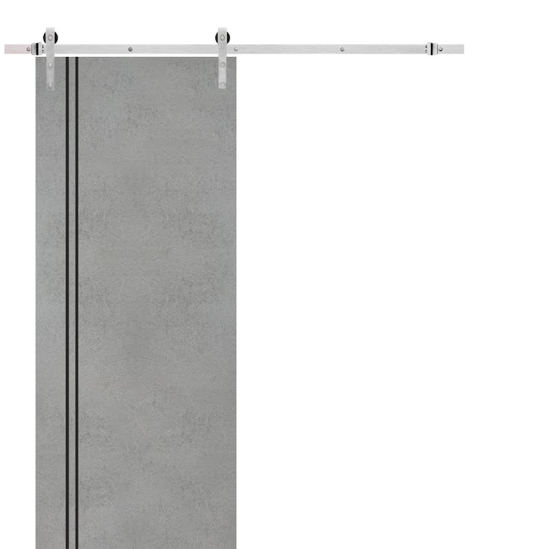 Sturdy Barn Door 18 x 80 Planum 0016 Concrete with 6.6FT - 36" x 96"