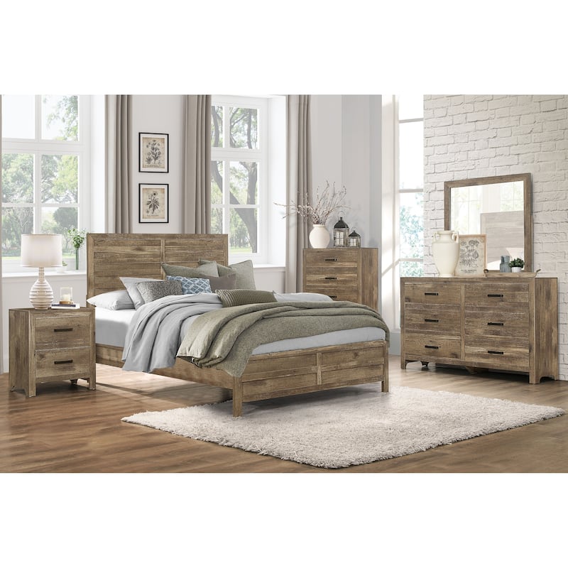 Weathered Pine Finish Wooden Bedroom Furniture