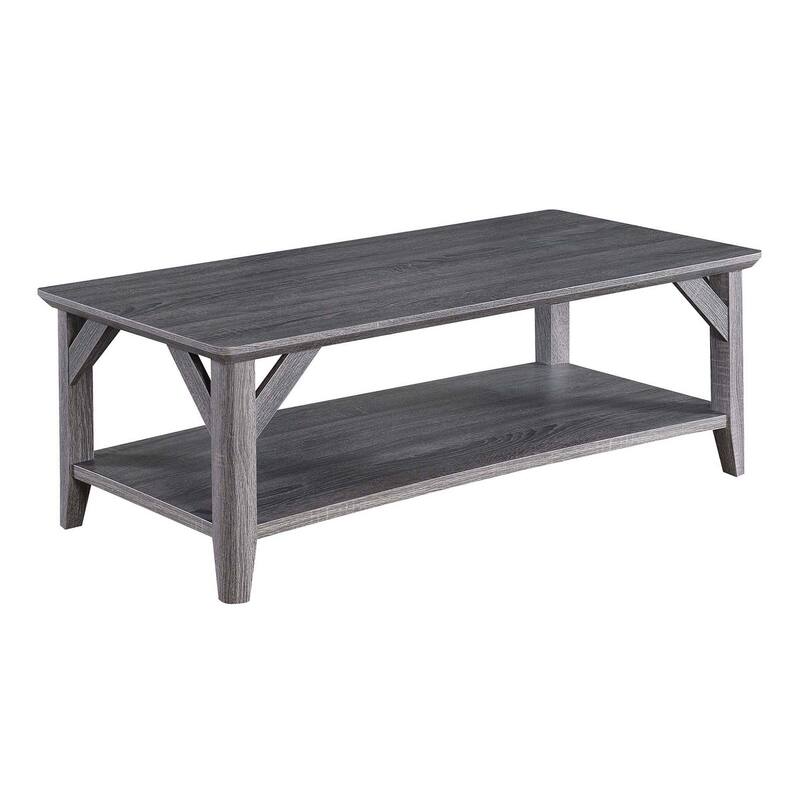 Convenience Concepts Winston Coffee Table with Shelf - Weathered Grey