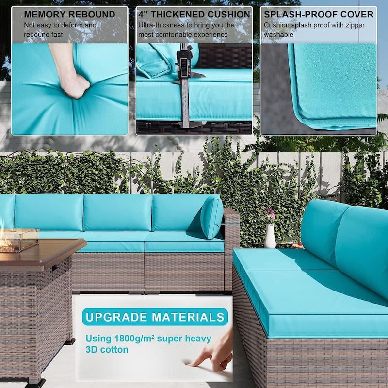 Kullavik 13 Pieces Outdoor Patio Furniture Set with Fire Pit Table
