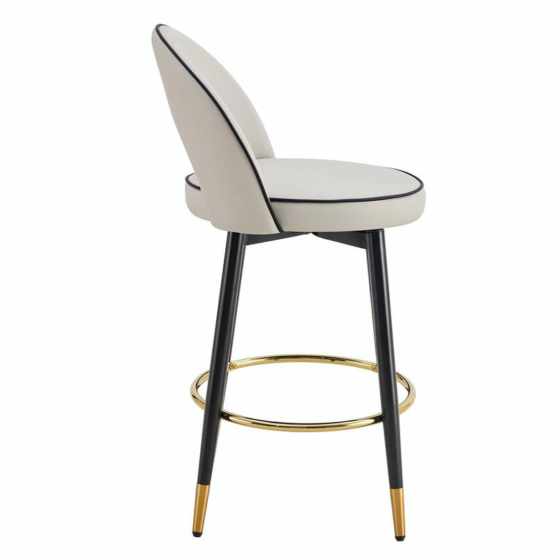 360° Rotatable Bar Chair with Modern PU Upholstery and Metal Legs