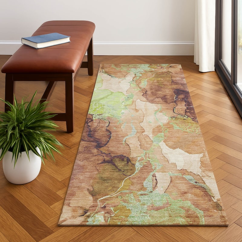 Premium Washable Super Soft Modern Contemporary Mayfield Rug - Mocha - 2'3" x 7'6"