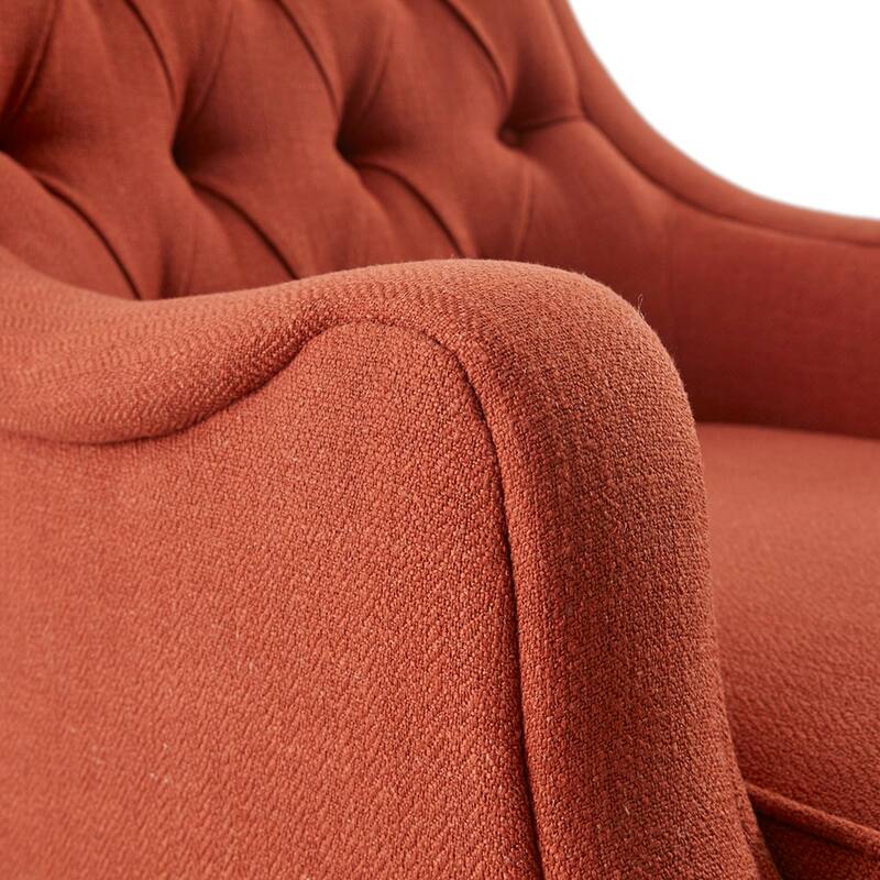 Accent Chair for Bedroom Living Room Chairs Tufted Upholstered Lounge Chair with Wood Legs Linen Fabric