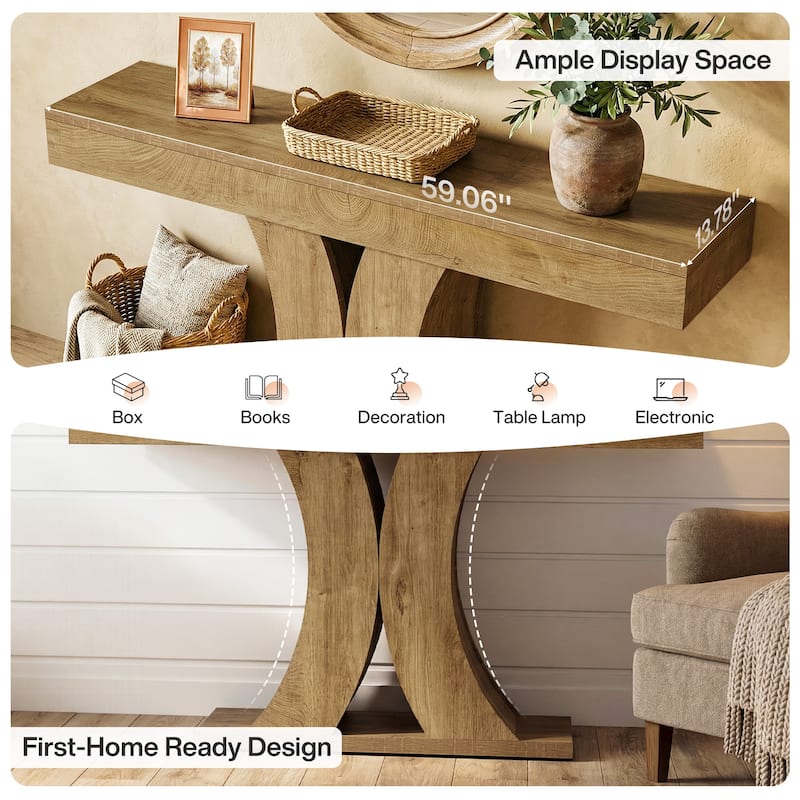 59" Farmhouse Console Table for Living Room, Hallway, Entrance