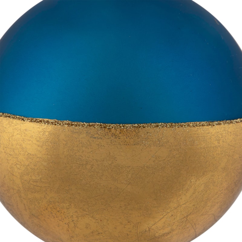 3.5" Blue and Gold Glass Ball Christmas Ornament