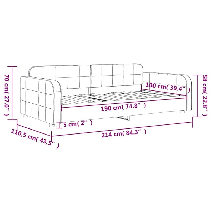 vidaXL Daybed with Trundle without Mattress Dark Gray 39.4"x74.8"
