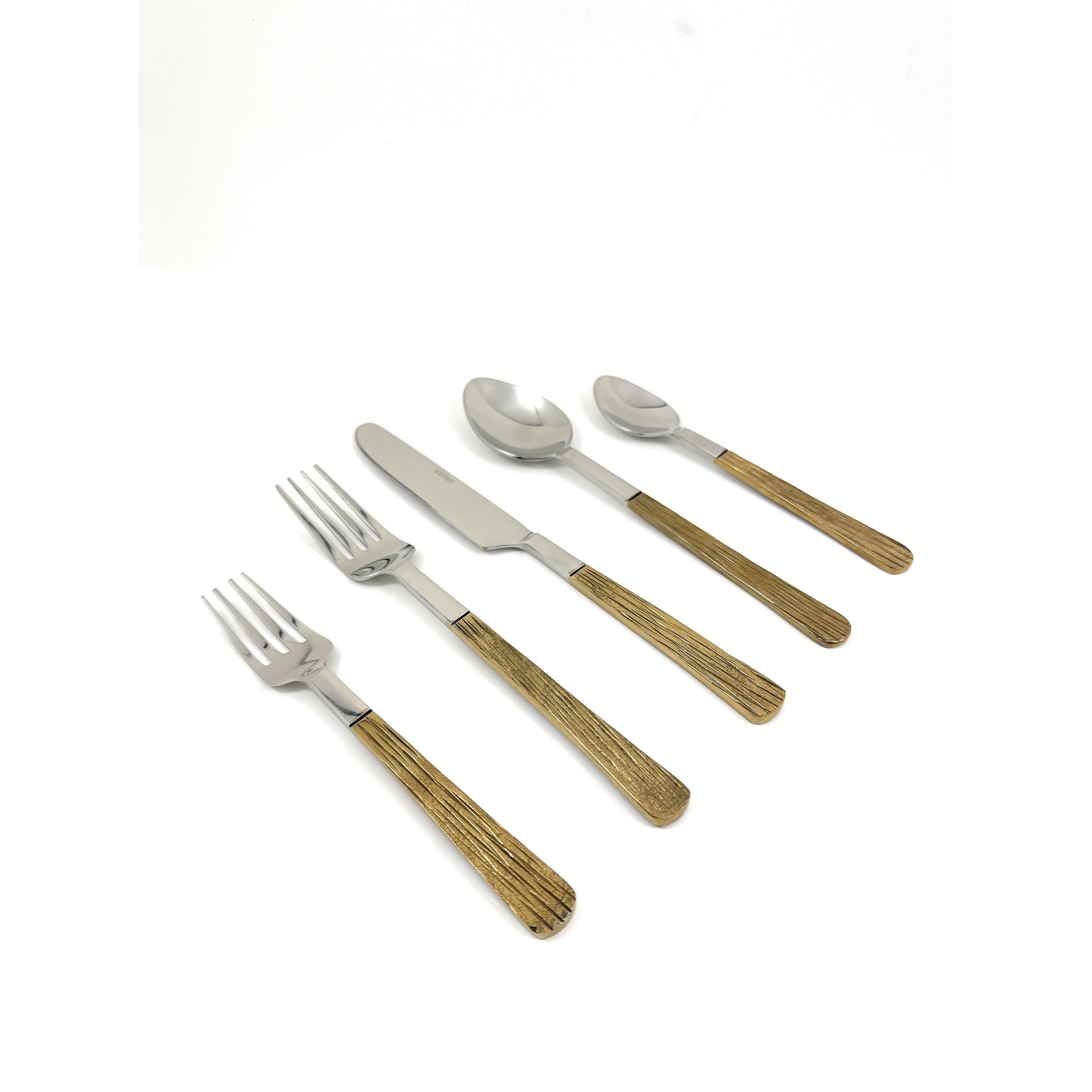 Vibhsa Luxe Collection Gold Stainless Steel Flatware Set, 20-Piece Service for 4