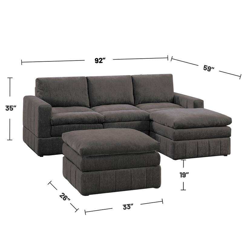 Morgan Fabric 5 Piece Modular Sofa Set