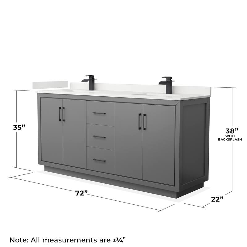 Wyndham Collection WCF111172D-QTZ-UNSM70 Icon 72" Free Standing Double