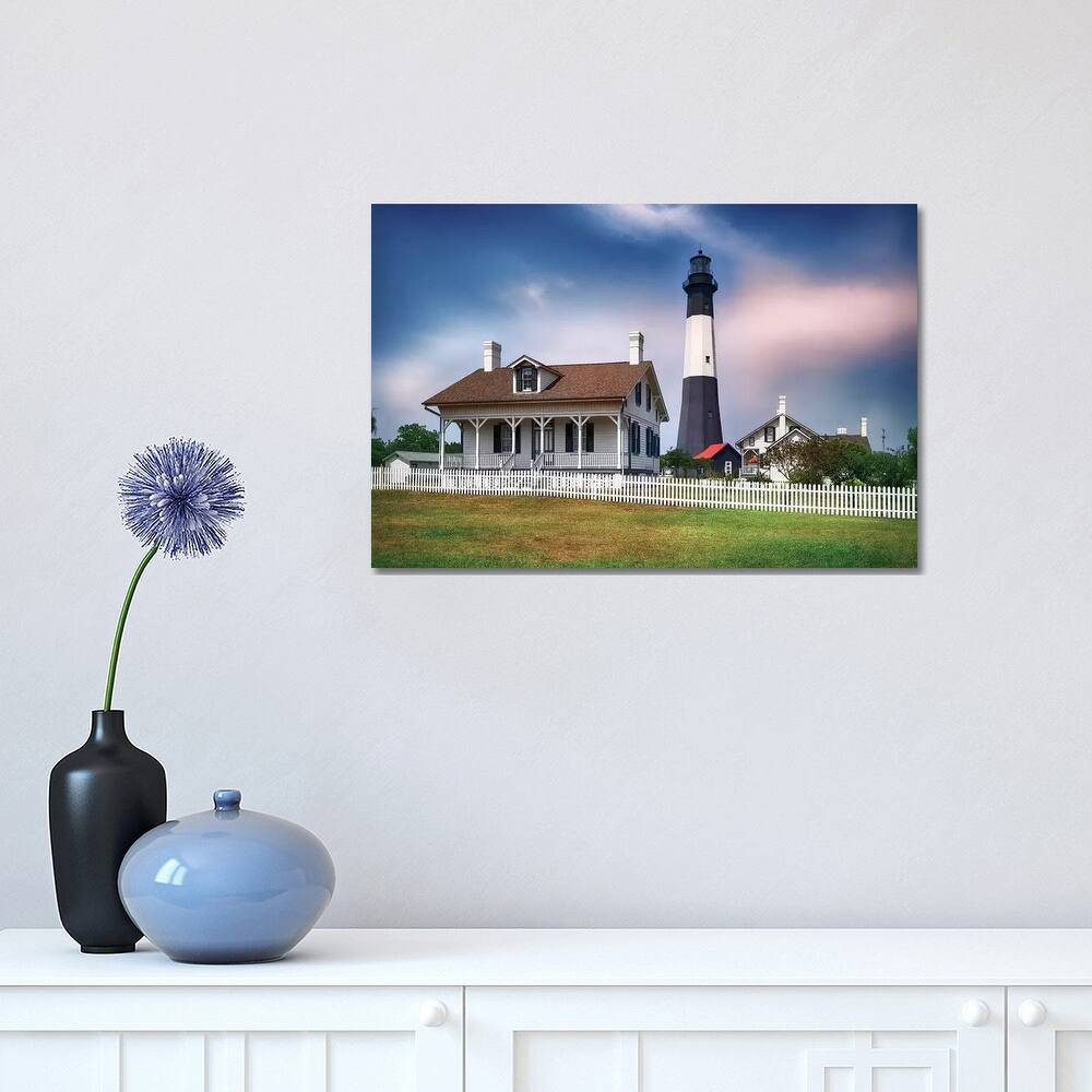 iCanvas "Tybee Island Lighthouse With The Keeper's Cottage, Savannah Beach, Georgia" by George Oze Canvas Print