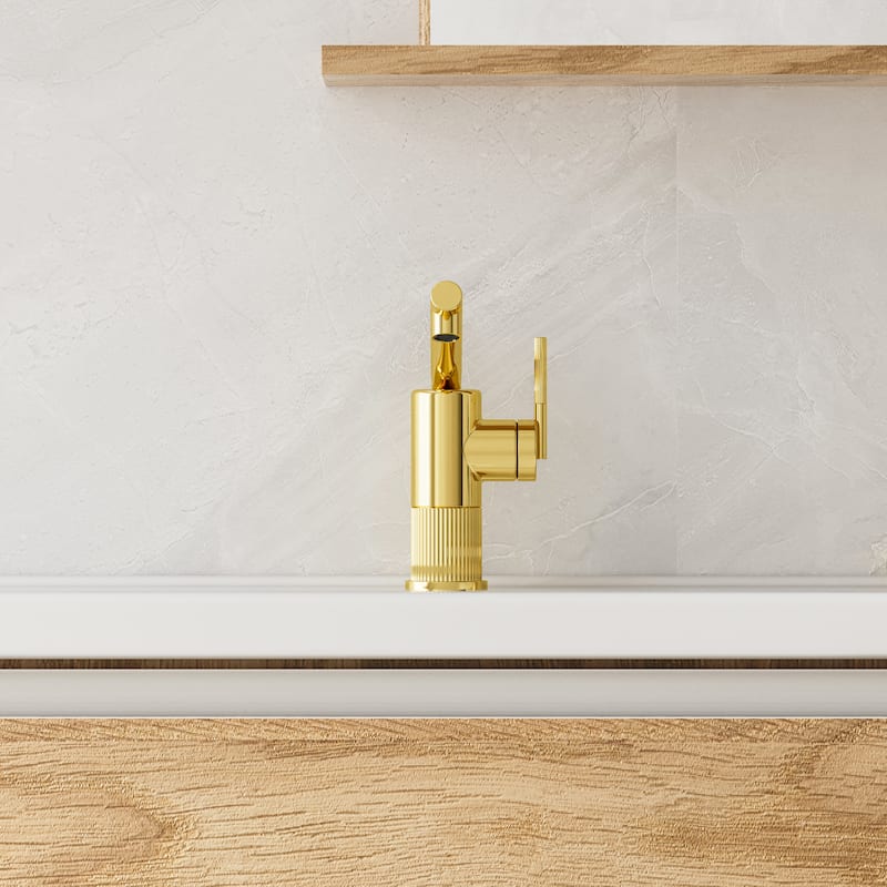 8"H Solid Brass Creative Single Handle Single Hole Bathroom Sink Faucet