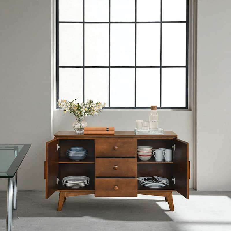 47.3" Mid-Century Modern Buffet Cabinet with 3 Drawers and 2 Doors, Sideboard Storage for Kitchen or Entryway