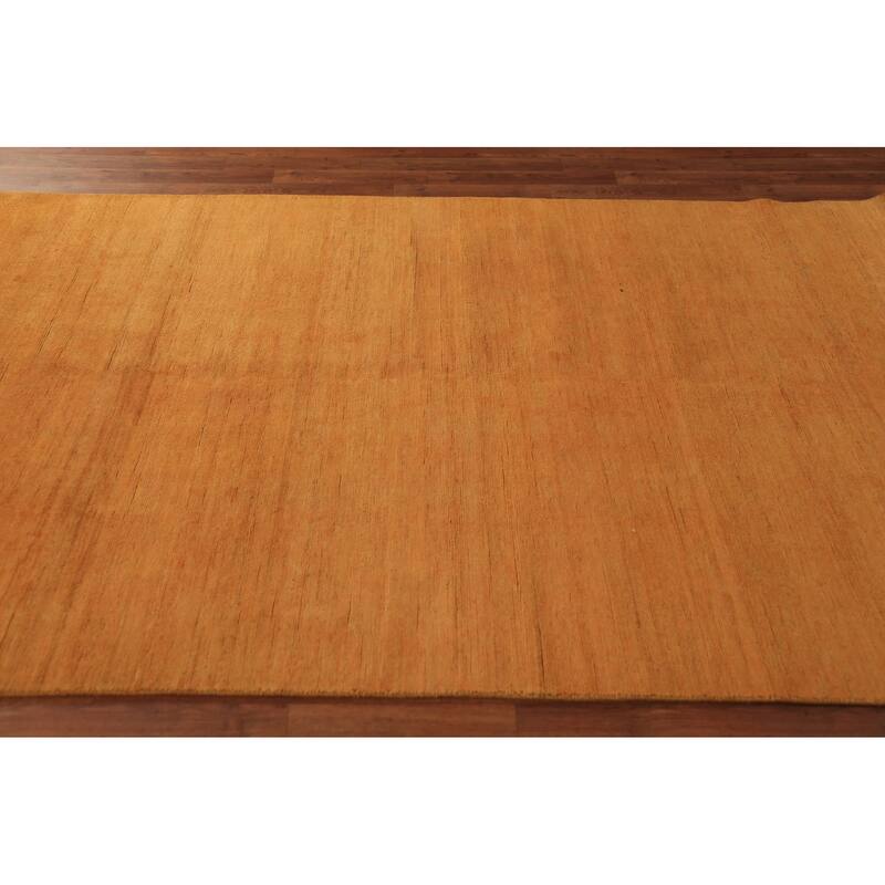 Orange Yellow Modern Gabbeh Oriental Area Rug Hand-Knotted Wool Carpet - 5'3" x 8'1"