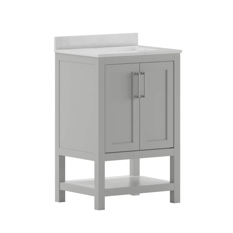 Bathroom Vanity with Undermount Sink and Open Storage Shelf