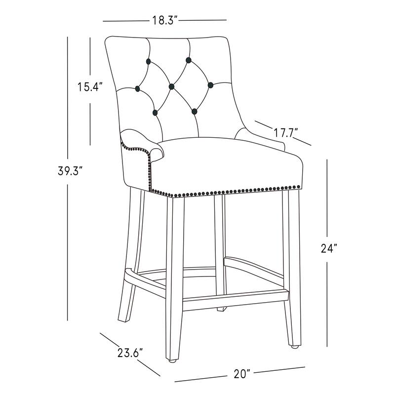 Carter 24" Upholstered Button Tufted Counter Bar Stool