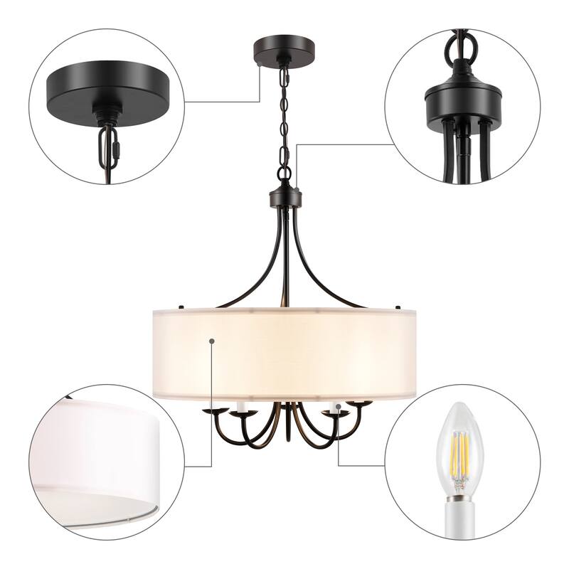 Modern Drum Light Chandelier Industrial Dining Room Light Fixtures