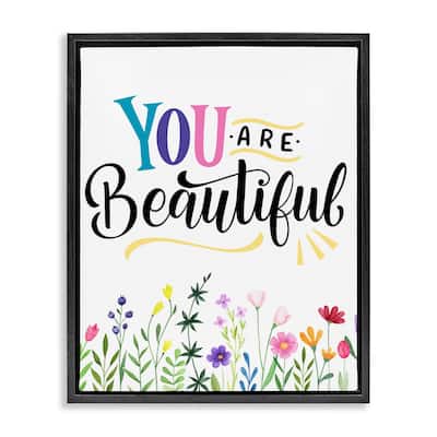 Stupell You Are Beautiful Encouragement Framed Floater Canvas Wall Art Design By Kim Allen